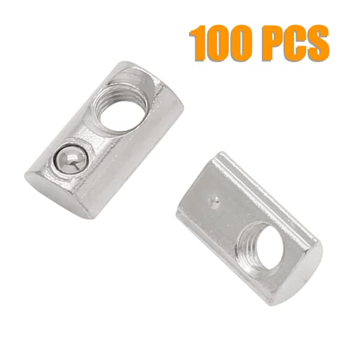 100Pcs M5 Spring T Nut 2020 Extrusion Slot 6mm Nickel Plated 100 Pack 2020 Series M5