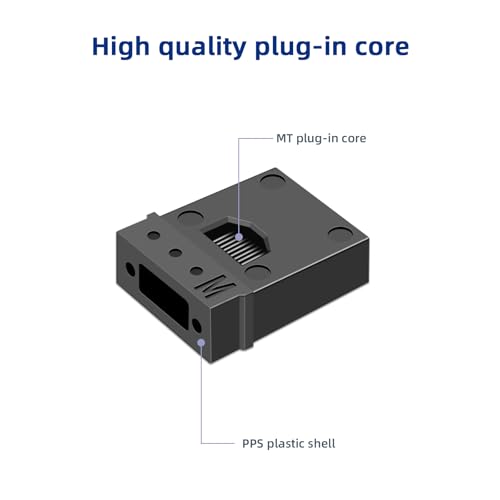 2pack MPO 12-Core OM4 Multimode Fiber Loopback, Pull Ring Design for 10Gb/40Gb/100Gb Network Testing, Data Center & Telecom Maintenance 2pack MPO-12core-OM4