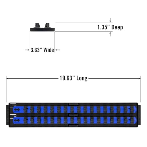 Ernst Manufacturing 19-Inch Socket Boss Organizer with Twist-Lock 2 Rails for 1/2-Inch Drive Sockets, Blue, Model 8457 – Secure and Durable Socket Storage Solution - Made in USA 1/2"