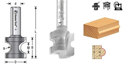 Amana Tool - 51547 Carbide Tipped Bullnose 1/4 Radius x 1 Dia x 1 4" Shank 1 Dia x 1 4" SHK