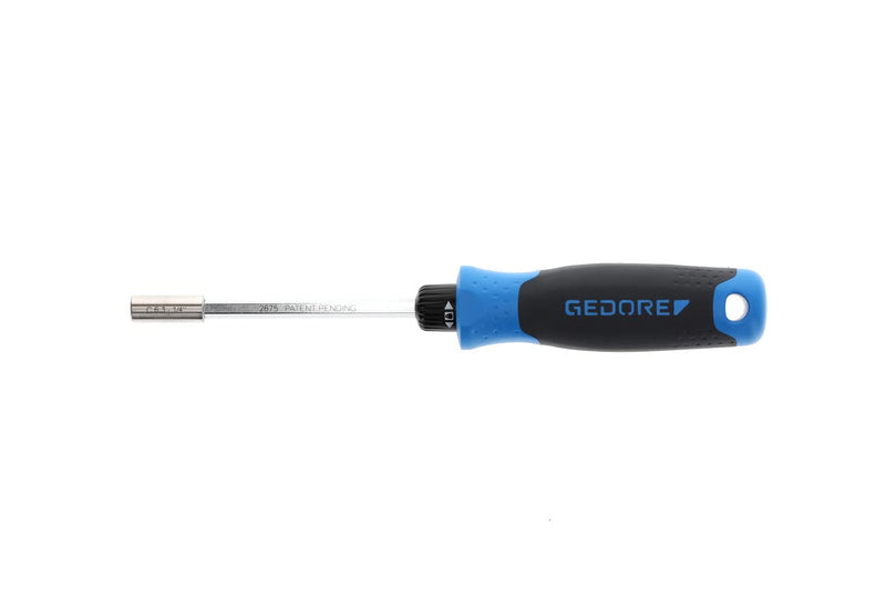 GEDORE Ratchet screwdriver, Magnetic bit holder, 1/4" 6.3 mm hex, Screwdriver, 2-component handle, 225 mm, 2675