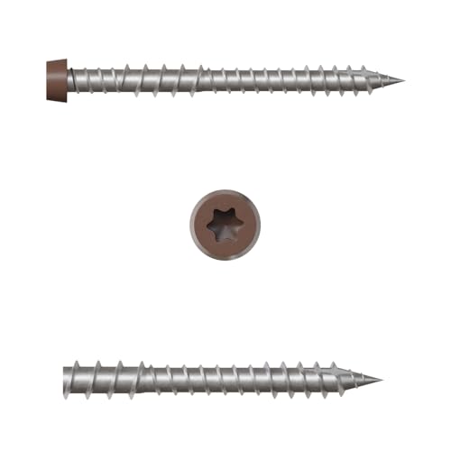 US4 - #10 x 2-1/2" Brown Stainless Steel Composite Deck Screws | T20 Star Drive | Self-Drilling Screws for Decking, Flooring & Siding | 305 Stainless Steel (350, #10 x 2.5 Inches) 350 #10 x 2-1/2"