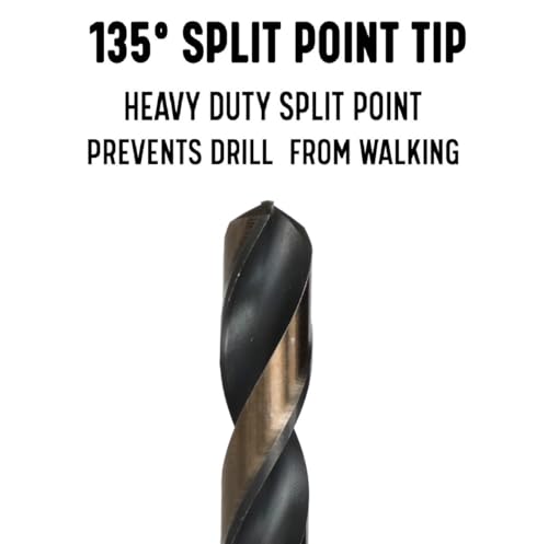 Drill America 1-1/2" Reduced Shank High Speed Steel Black & Gold Contractor Drill Bit with 3-Flat 1/2" Shank, KFD3F Series 1-1/2"