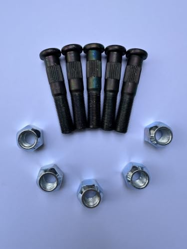 6pcs 1/2"-20 x 2.7 in. L 0.545 in. Knurl Wheel Stud w/Lug Nuts for Dexter | Replacement for Dexter 5200 6000 7000 7-262 Trailer axle hub Lug Bolts
