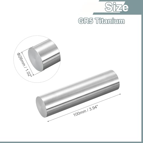 uxcell GR5 Titanium Rod, Dia 26mm 1.02" L 100mm 3.94" Metal Rod Stock 26mm x 100mm