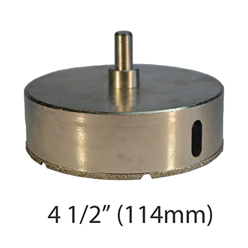 4.5" (4-1-2 in) Diamond Hole Saw for Porcelain and Ceramic Tile, Shower Diverter Valve Installation and Waste Pipe 114mm 4 1/2" Hole Saw