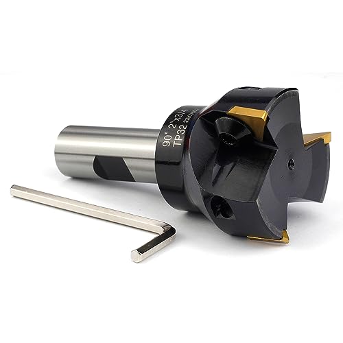 Indexable End Mill with 3 Pcs TPCN32PDTR Tpg32 Carbide Inserts, 2" Cutting Diameter, 3-3/4" Overall Length, 90 Degree, 3/4" Shank, TP32, 3 Flutes