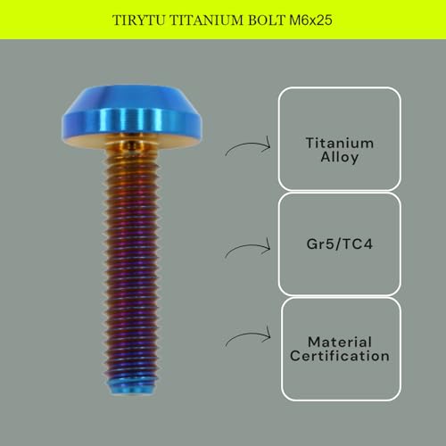 M6X25 Titanium Bolts, 6PCS, Burnt Blue M6X25