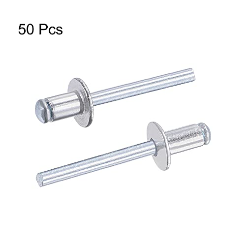uxcell Blind Rivets Aluminum 6mm Diameter 10mm Grip Length Silver Tone 50pcs 6mm x 10mm