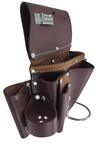 Zeluga 11 Pocket Pro Leather Drywall Pouch, Cherry Left Hand
