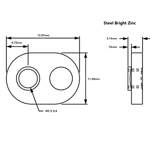 8020, 25-1951, 25 Series M5 x 0.8 Offset Slide in Economy T-Nut Steel Hardware Nuts for use with M5 Bolts on 25 Series 25mm Aluminum Extrusions 80/20 (100) 100
