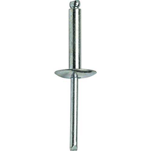 Fastenere Large Flange Pop Rivets - 3/16" x 3/4" (25 pcs) Heavy Duty, Open End, Steel Zinc, Corrosion-Resistant, High Tensile & Shear Strength, 6-12 Gap .626" - .750"