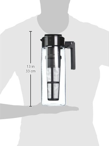 Takeya Tritan Cold Brew Coffee Maker - Airtight Pitcher with Leak-Free Lid - BPA-Free Cold Brew Maker with Silicone Handle - Dishwasher-Safe Pitcher for Homemade Cold Brew - 2 Quart, Black 2 qt