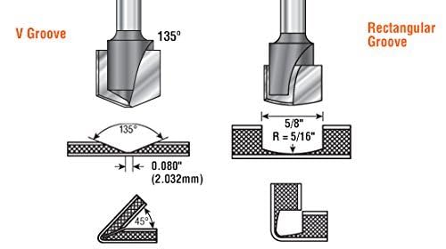 Amana Tool - 45792 Carbide Tipped Double Edge Folding V-Groove 90 Deg x 0.090" Tip Wid 3/8 CH x 1/2 D x 1/4 Inch SHK