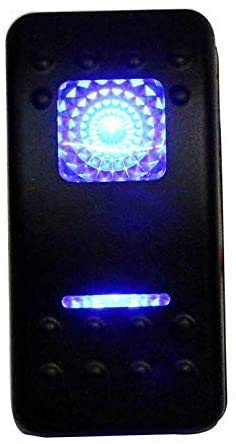 Amarine Made 4pcs of 12v 20A Rocker Switch Waterproof On-Off-On 2 Position Switch Boat Marine DPDT 7 Pin with 2 Led Lights (Blue)