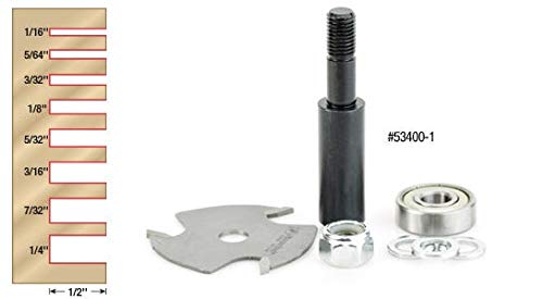 Amana Tool 53400-1 Slotting Cutter Assembly 3 Wing x 1-7/8 D x 1/16 CH x 1/2 Inch SHK Router Bit