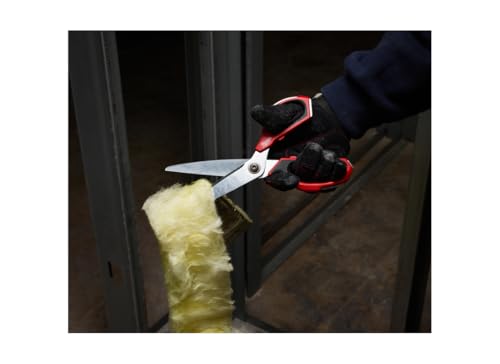 Milwaukee 48-22-4041 Iron Carbide Core Large-Looped Straight Jobsite Scissors w/ Onboard Ruler Markings and Index Finger Groove