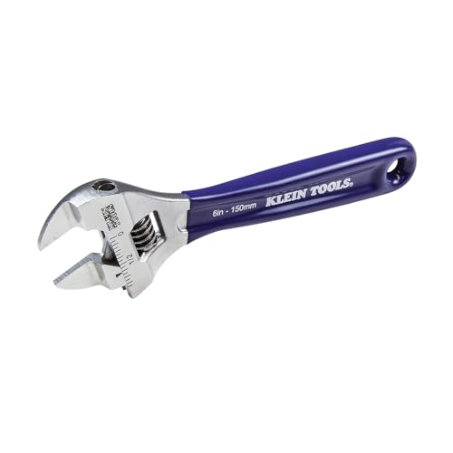 Klein Tools D86934 Adjustable Wrench, Forged with Slimmer Jaw and a High Polish Chrome Finish, 6-inch