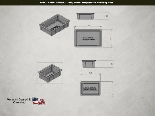 Nesting Bin Inserts (3-Pack) for DeWalt DEEP PRO Organizers DWST14825 & DWST14735 - Bins Only, Organizer Not Included - Small Parts Trays for Fasteners & Bits Black