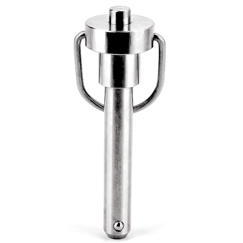 1 Pc Stainless Steel Ring Handle Locking Pin Ball Lock pins Quick Release pin with Button Locating pins Safety pins Dowels w/ Reinforced Lanyard (Dia.:3/8, 3in) Dia.:3/8