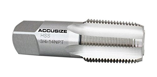 Accusize 3/4"-14 HSS Taper Pipe Tap - NPT, NPT-34 | 3/4"-14, 5 Flutes, 3-1/4" OAL, HSS Taper Pipe Tap - NPT 5 Flutes, 3/4"-14