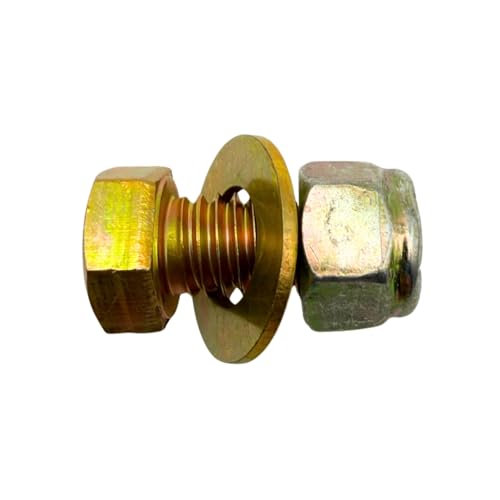 7/16"-14 x 3/4" Grade 8 Bolts (10-Pack) – Heavy-Duty Hex Bolts Includes Flat Washers & Nylon Lock Nuts – High-Strength SAE J429 Anti-Vibration 0.75" Coarse Thread Bolts 10 Bolts, Washers, Nuts