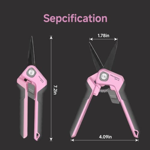 PrunePro® Garden Scissors Precise Cuts for Women Lightweight Sharp Snip Pink 1