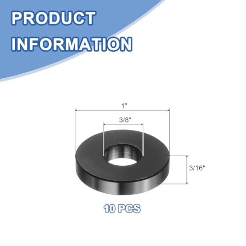 uxcell 10 Pcs Aluminum Spacer, 3/8" Bore x 1" OD x 3/16" Length Black Round Spacer Unthreaded Standoff Bushing Plain Finish Metal Spacers 3/8" x 1" x 3/16"