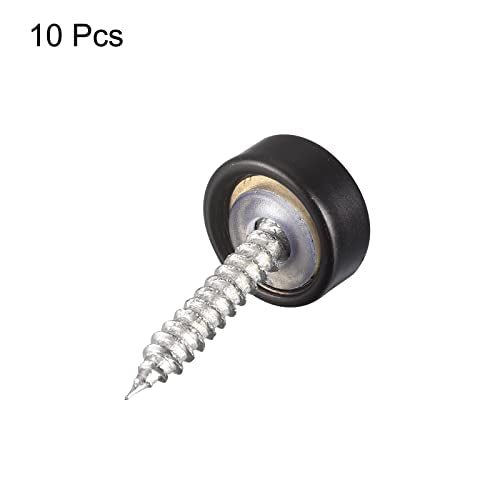 Generic Mirror Screws, 12mm/0.47", 10Pcs Brass Decorative Cap Screws Cover Nails Fasteners for Mirror Tables Bath Plates Wardrobes Glass Signs, Black