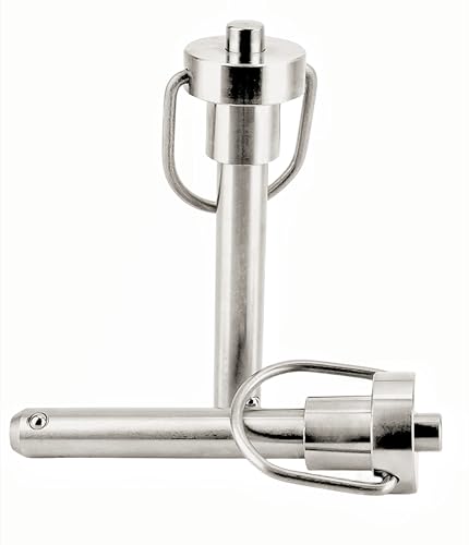 1 Pc Stainless Steel Ring Handle Locking Pin Ball Lock pins Quick Release pin with Button Locating pins Safety pins Dowels w/ Reinforced Lanyard (Dia.:3/8, 3in) Dia.:3/8