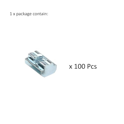 100Pcs 25 & 10 Series Aluminum Extrusion Profile M6 T-Slot Slide Nuts Hardware for 1 Inch x 1 Inch 1" 1010 1020 2525 2550 Extruded Aluminum Fastener Accessories 10 Series Type Nut