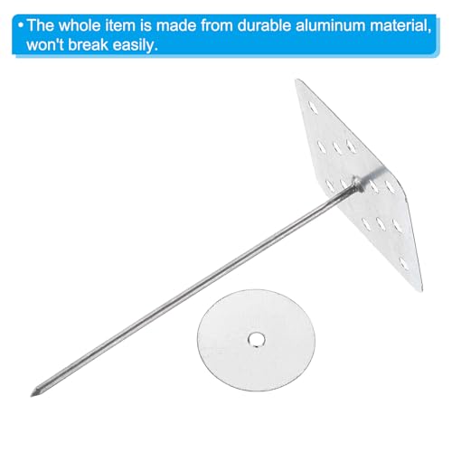 PATIKIL 5.1 Inch Perforated Insulation Pins with Round Washers, 30 Pack Aluminum Insulating Nails Wall Plug for Fixing Foam Boards to Wall or Ceiling 130mm
