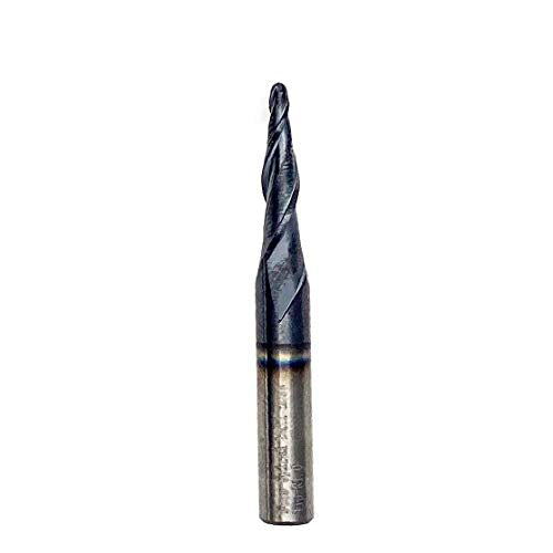 Foos - Tapered Angle Ball Tip - 1/4 Shank -Solid Carbide - TiAIN Coated Router Bits (4 Piece Set 1.0mm; .75mm; .5mm; .25mm;) 4 Piece Set 1.0mm; .75mm; .5mm; .25mm;