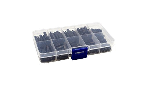 320pcs M2.5 Nylon Hex Spacer Standoffs Screws Nuts Assortment Kit; Male-Female(Black) (Pack of 2) M2.5 (Pack of 2)