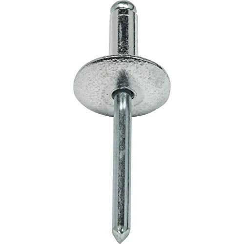 Fastenere Large Flange Pop Rivets - 3/16" x 1/4" (50 Pack) Aluminum Body Steel Mandrel, Heavy Duty Dome Head Blind Rivets, Open End 6-4 Gap .188" - .250" - Corrosion Resistant, High Shear Strength 3/16" x 1/4" (6-4) (50 Pack)