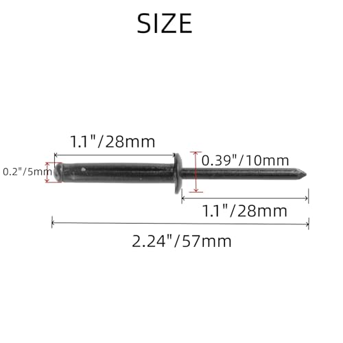 100 Pcs Aluminum Blind Pro Rivets 3/16x1 Inch, Black