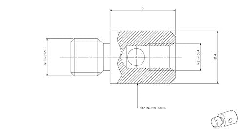  [AUSTRALIA] - SUXING CMM Probe Thread Adapter M3 Outer Thread Shank to M2 Inner Thread 4mm Diameter 5mm Long D4*L5