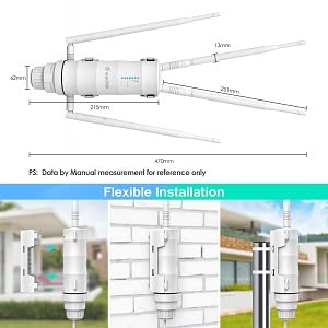 WAVLINK AC1200 Outdoor WiFi Long Range Extender, Dual Band Weatherproof Outdoor Access Point with POE, High Power WiFi Extender Signal Booster, Support Wi-Fi AP/Repeater/Router Mode