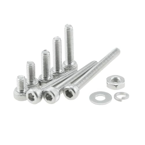 RLECS 460PCS 304 Stainless Steel M2.5 Hex Socket Cap Screw Set for Furniture Repair Precision Instruments Electronic Goods Lighting Fittings and Lock