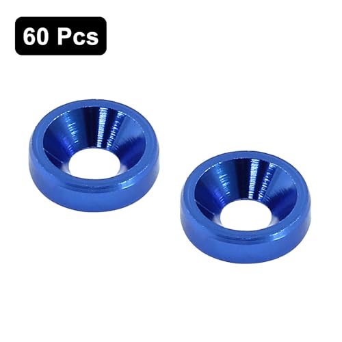 Murtenze M3 Finishing Countersunk Washers, Blue, 60Pcs