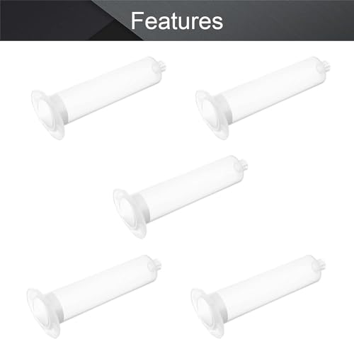 Auniwaig Air Distribution Tube, Adhesive Syringes Tube Sleeve, Glue Liquid Cartridge Dispensing Syringe Barrel, 5cc Plastic Syringe Dispensing, with Piston, Transparent, 5 Pcs 5cc;5pcs