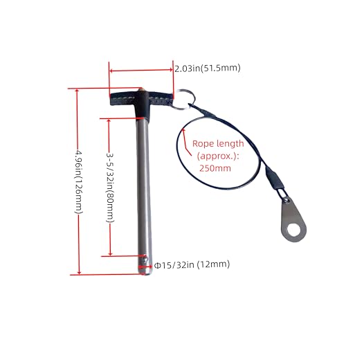 Stainless Steel T-Handle Ball Lock pin, with Lanyard Quick Release pin, Multimedia Audio Quick Latch Home Appliance Accessories (Dia:15/32in (12mm)-1PC, Clamping Length:3-5/32in(80mm)) Dia:15/32in (12mm)-1PC Clamping length:3-5/32in(80mm)