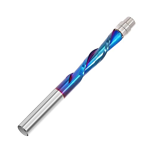 2 PCS Flush Cut Trim Router Bits 1/4 inch Shank Dowm Cut Solide Carbide Flush Trim Bits with Nano Blue Coating by Jiiolioa 2 2 PCS Down Cut Blue Coating