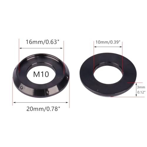 10Pcs Titanium Flange Washer M5 M6 M8 M10 Spacer Washer for Motorcycle Car (Black, M10) Black