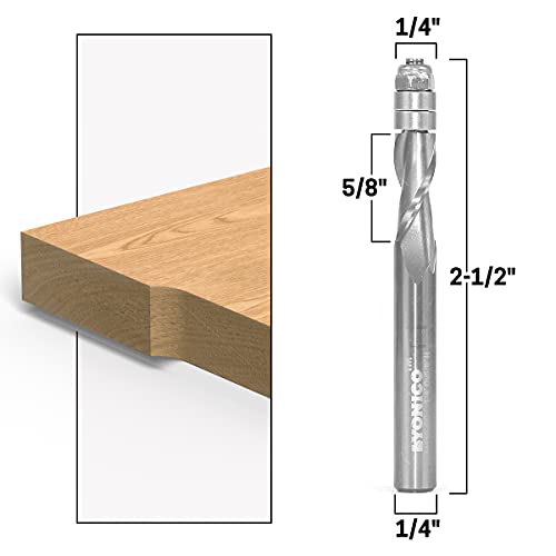 YONICO Solid Carbide Flush Trim Router Bit Spiral 2 Bit 1/4-Inch X 5/8-Inch Set 1/4-Inch Shank 14222q 2 Bit - Up & Down Cut - 5/8" CL - 1/4" Shank