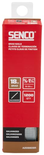 SENCO A209809R 5/8" - 1-1/4" 18 Gauge Brad Nails, Galvanized Finish, Collated 1,200 Count Pack