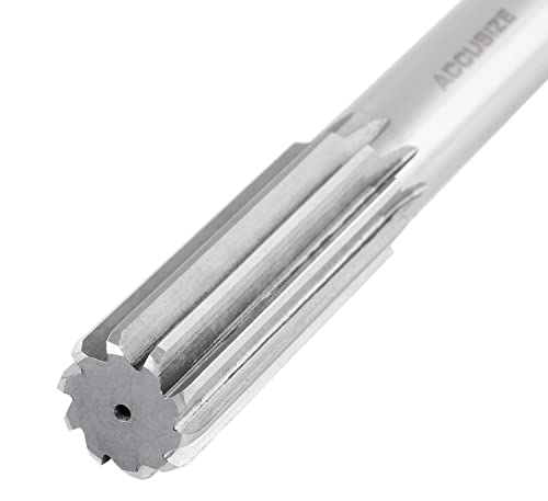Accusize Industrial Tools 7/8'' H.S.S. Straight Shank Straight Flute Chucking Reamer, Flute Length 2-5/8'', Oal 10'', Right Hand, 8 Flute, 5015-0245 7/8 in.