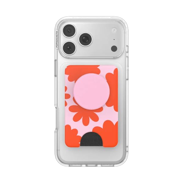PopSockets Phone Wallet for MagSafe, Phone Card Holder with Grip, Flower - Mirror Floating Florals