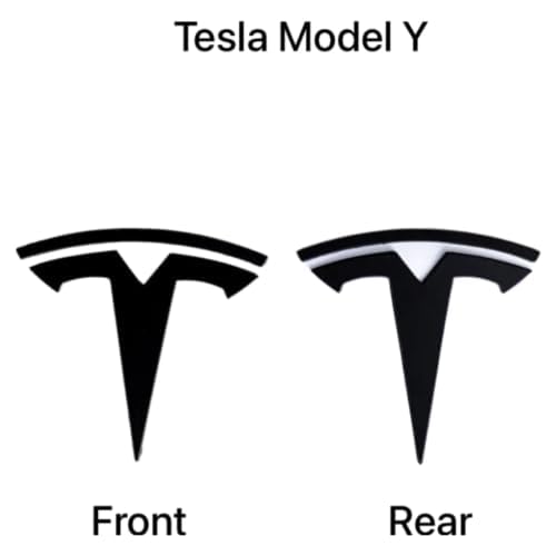 Model Y Badge Emblem - Front Hood and Rear Trunk Replacement Logo for Tesla Model Y - 3D Metal Emblem Set (2 Pieces, Black)