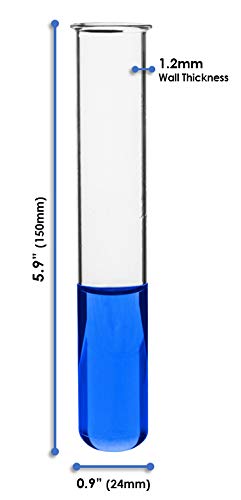 EISCO 24PK Test Tubes, 50ml - Borosilicate 3.3 Glass - 1.2mm Thick Walls, Beaded Rim - Superior Heat & Chemical Durability - 5.9" Tall, 1" Diameter Blank Tube